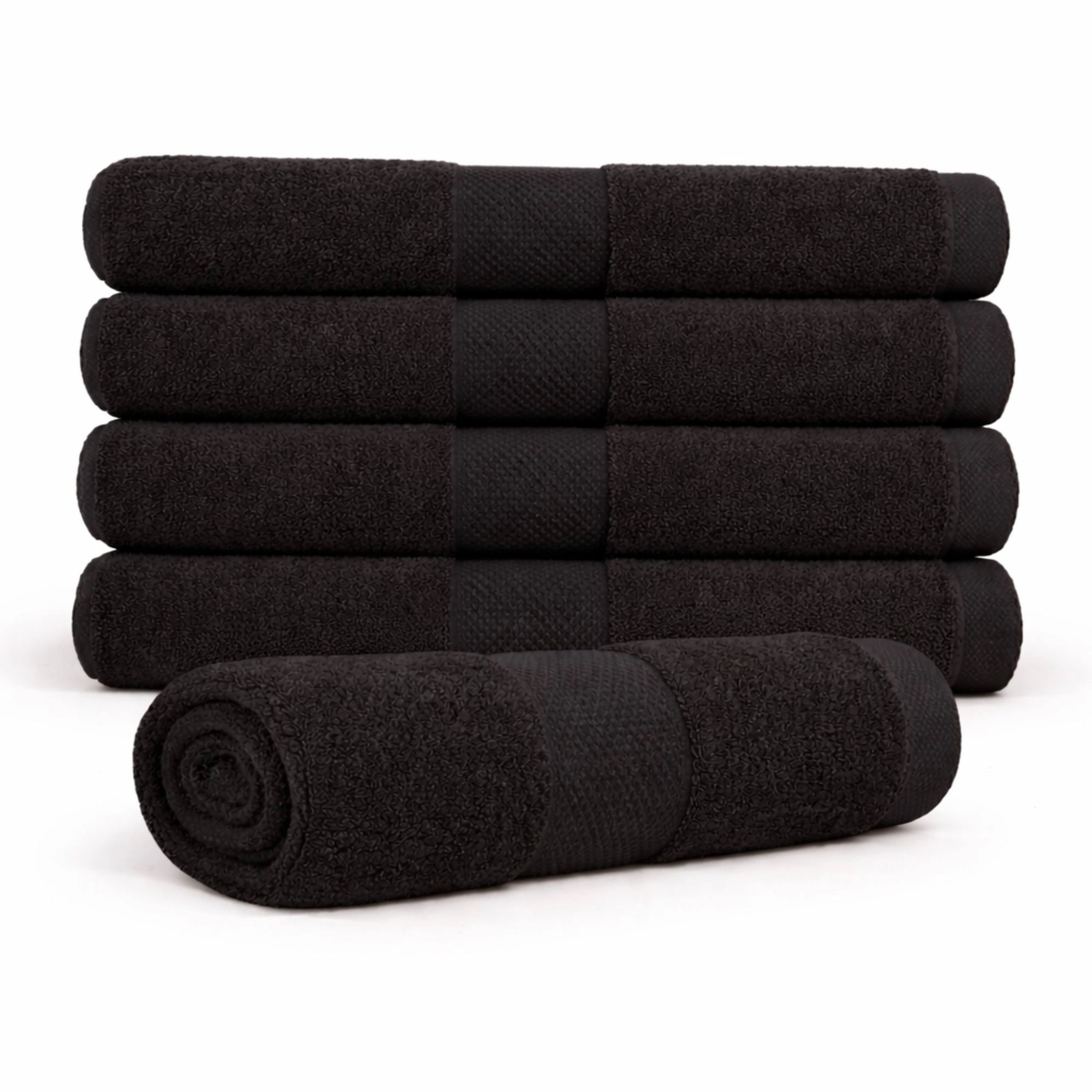 Bomulds håndklæde - 100% bomuld - Badehåndklæde 70x140 cm - Diamant - Sort