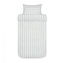 Vævet krepp sengetøj - 100% blød bomuld - Hvid med blå striber - Bæk og bølge sengelinned - Eilert Høie Of Scandinavia 