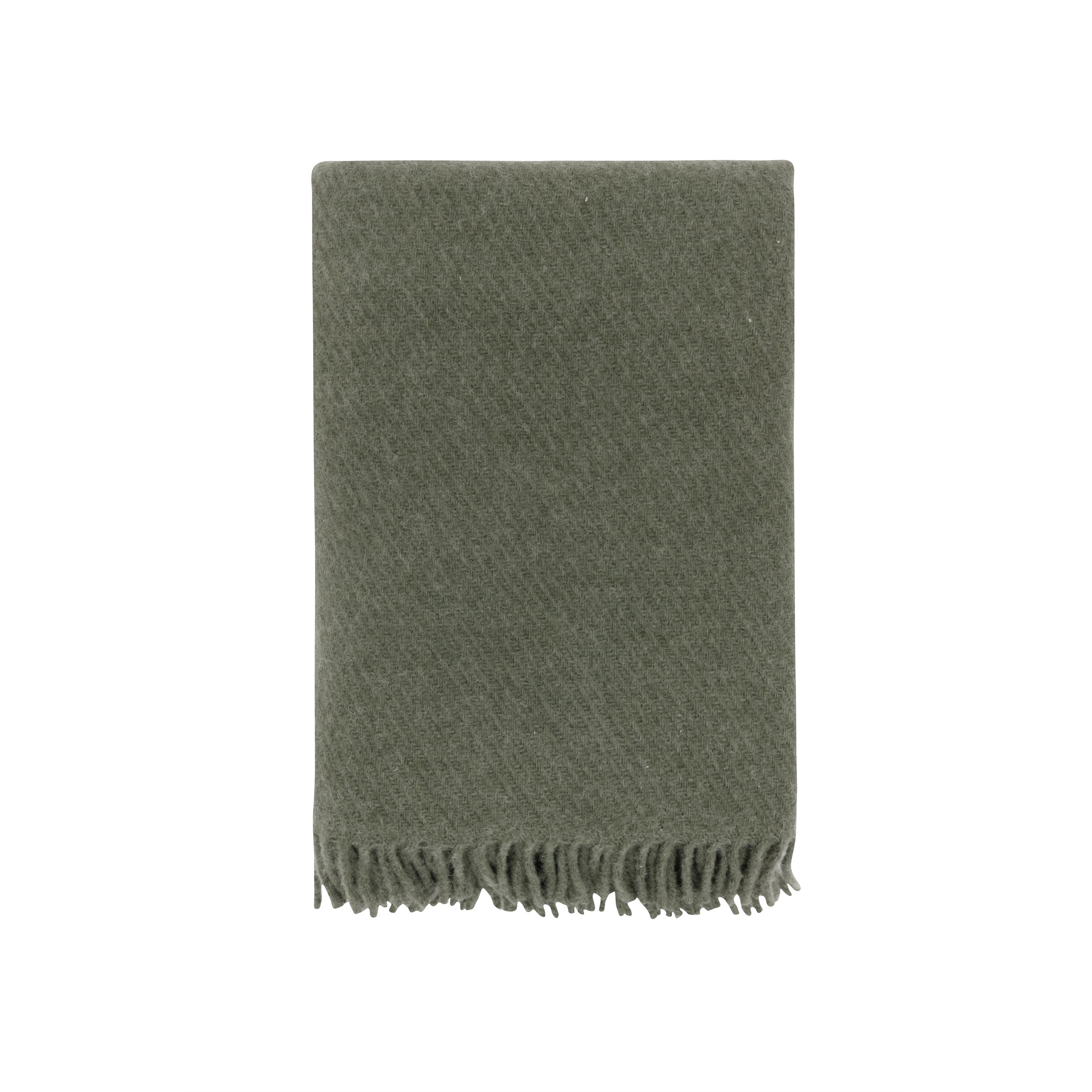 Uldplaid - 100% Ren ny uld  - Høie of Scandinavia uldtæppe - Falketind grøn - 120x180 cm