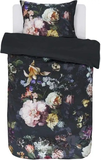 4: Essenza sengetøj - 140x220 cm - Fleur Nightblue - Vendbart dynebetræk - 100% bomuldssatin sengesæt