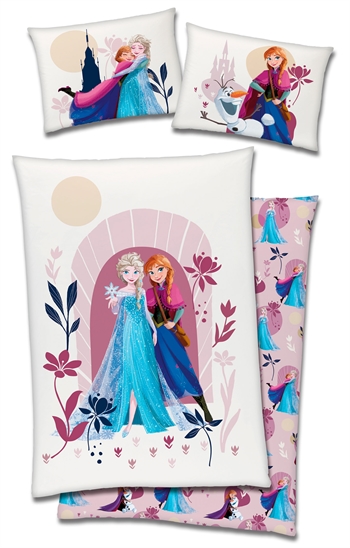 6: Frozen sengetøj - 150x210 cm - Anna og Elsa - Dynebetræk med 2 i 1 design - 100% bomuld