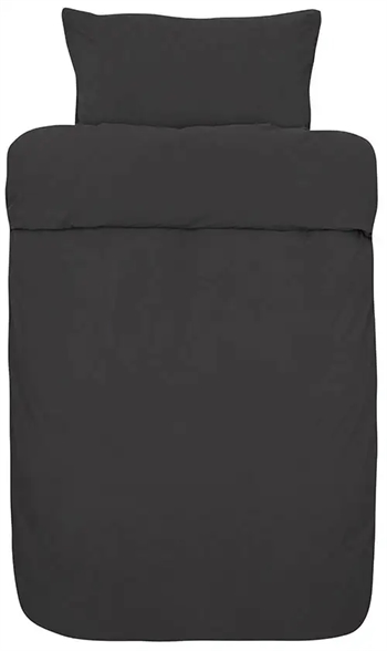 Gråt sengetøj 140x220 cm - Frøya Antracit - Ensfarvet sengesæt - 100% stenvasket økologisk bomuld - Høie
