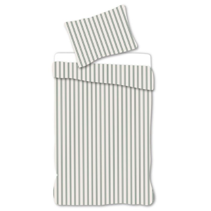 Baby sengetøj 70x100 cm - Hvidt sengesæt med grønne striber - 100% blødt bomulds sengelinned