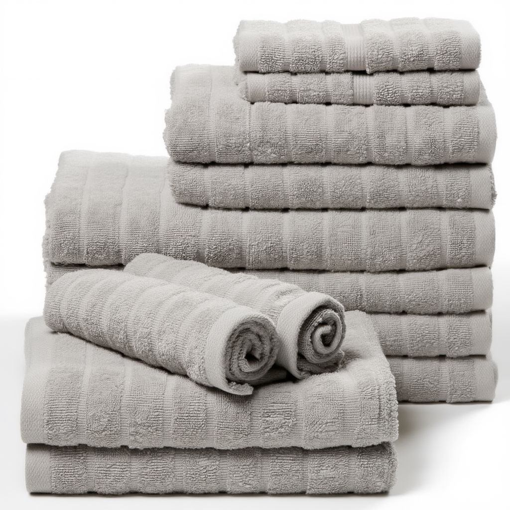 Bomulds håndklæder - 100% kæmmet bomuld - 12-pak - Lysegrå