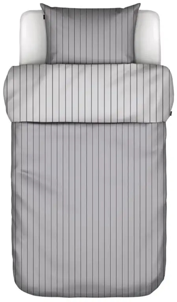 Billede af Stribet sengetøj - 140x200 cm - Harsor grå - Sengesæt 2 i 1 design - 100% Bomuldssatin - Marc O'Polo