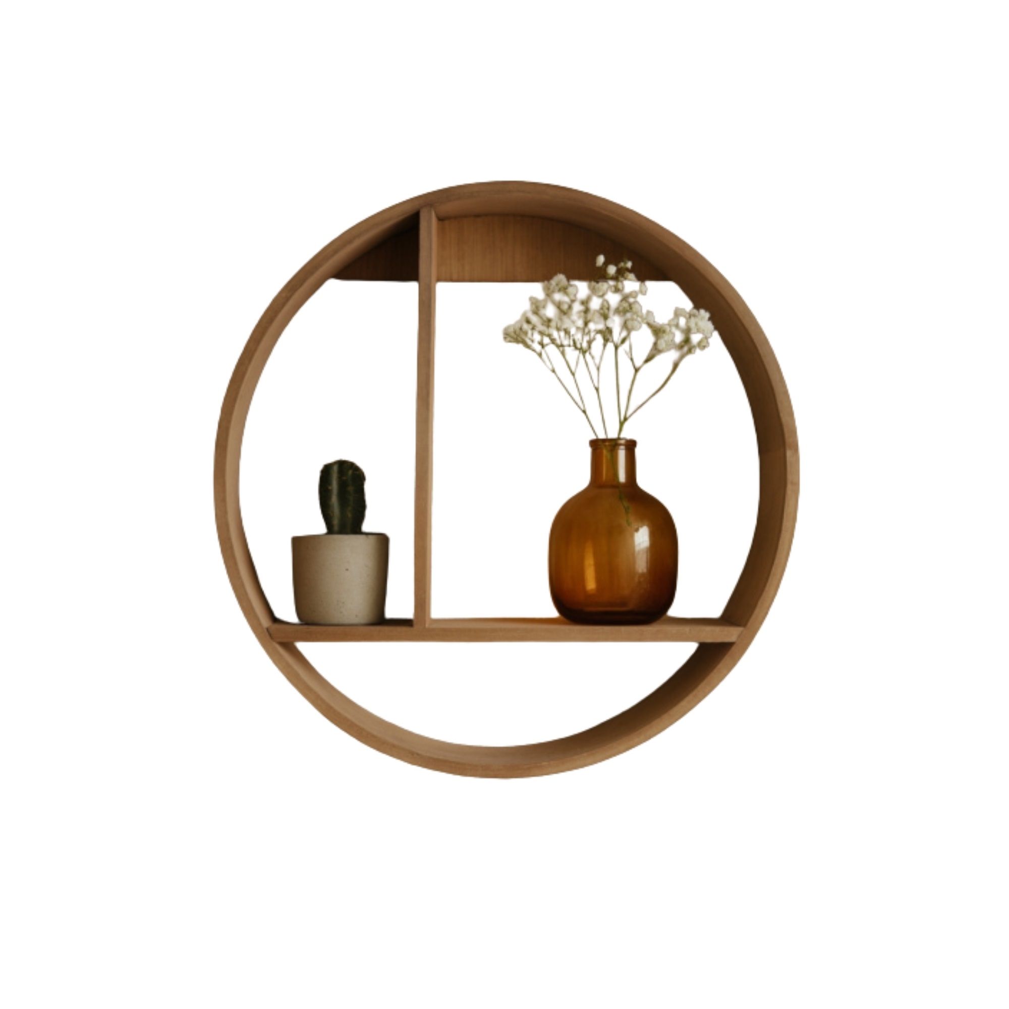 Hylde - Rund væghylde Ø37 cm - Lysbrunt træ