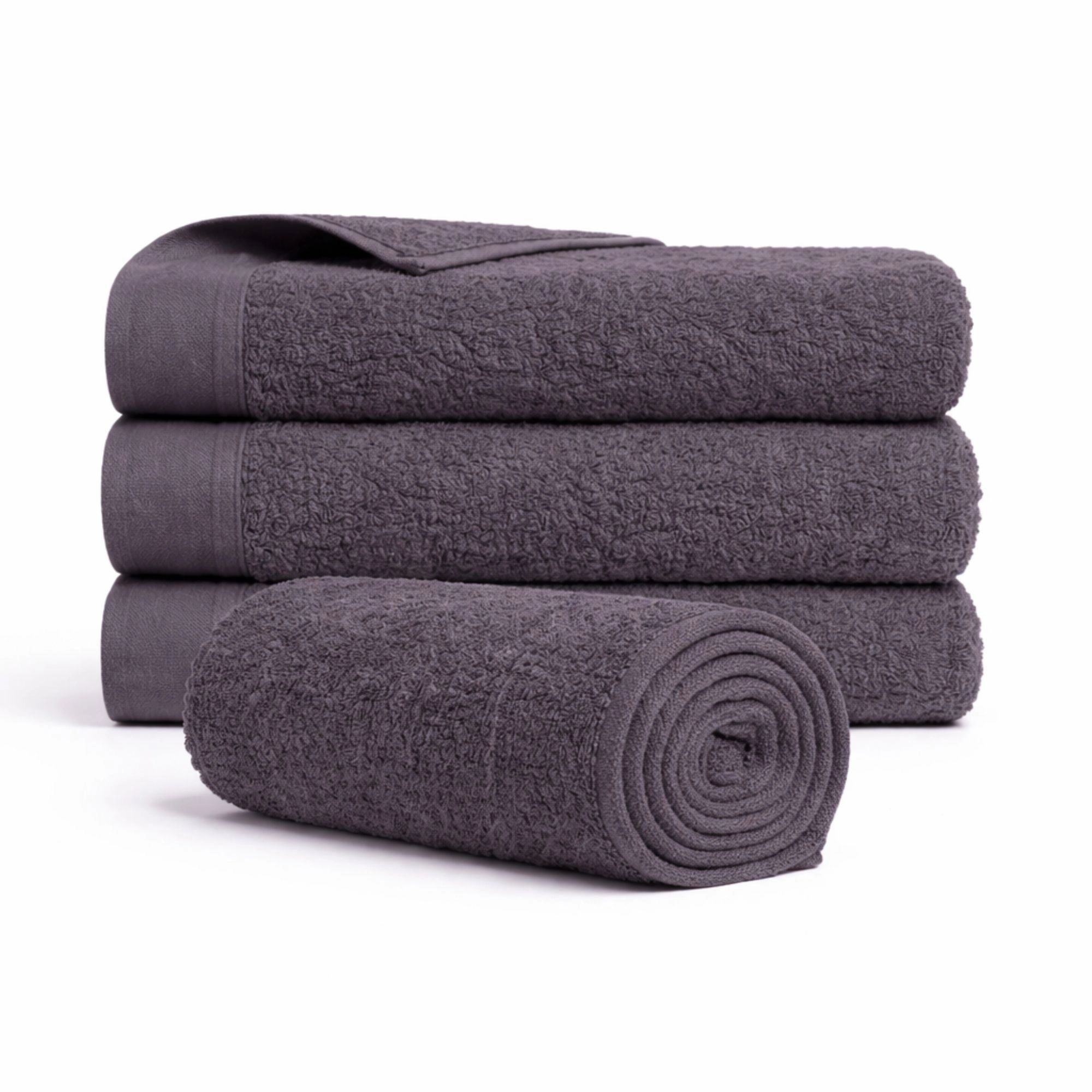 Bomulds håndklæde - 100% bomuld - 50x100 cm - Valmue - Mørkegrå