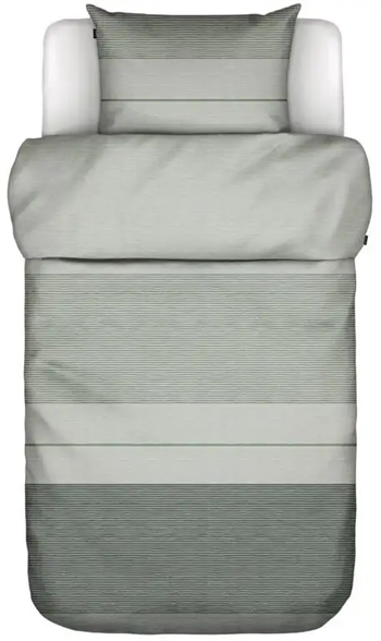 Billede af Stribet sengetøj 140x200 cm - Idya green - Sengesæt 2 i 1 design - 100% Bomuldssatin sengetøj - Marc O'Polo