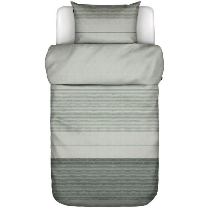 Billede af Stribet sengetøj 140x200 cm - Idya green - Sengesæt 2 i 1 design - 100% Bomuldssatin sengetøj - Marc O'Polo