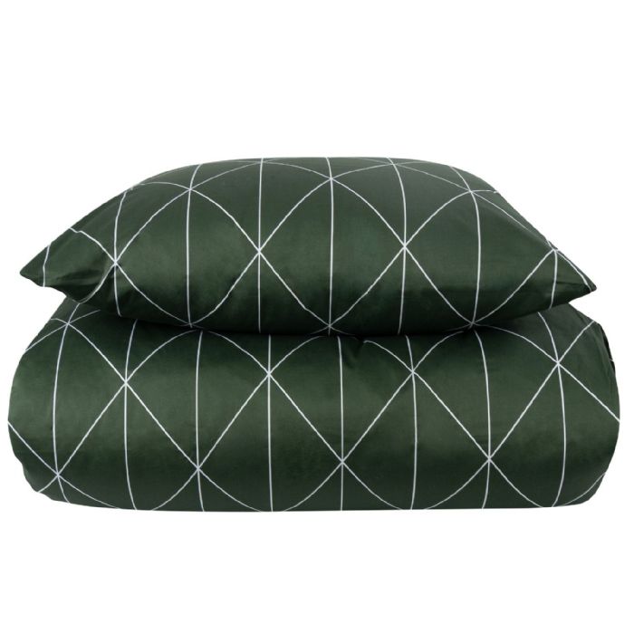 Billede af Sengetøj dobbeltdyne 200x220 cm - Graphic harlekin grøn - 100% Bomuldssatin - By Night dobbelt sengetøj
