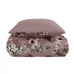Sengetøj - Vendbart design i 100% Bomuldssatin - Flowers & Dots lavendel - Sengesæt fra By Night