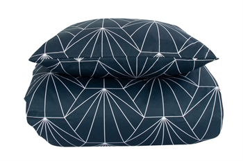 Billede af Sengetøj til dobbeltdyne - 200x200 cm - Hexagon blå - 100% Bomuldssatin - 2 i 1 design - By Night sengesæt