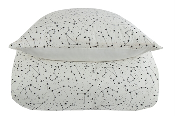 Dobbeltdyne sengetøj 200x220 cm - Zodiac white - Stjernebillede - Dynebetræk i 100% Bomuld - Borg Living