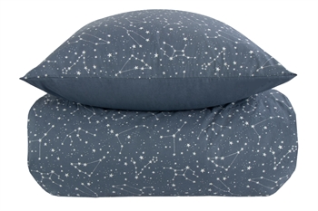 Sengetøj 140x220 cm - Zodiac blue - Stjernebillede - Dynebetræk i 100% Bomuld - Borg Living sengesæt