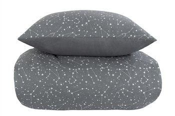 Dobbeltdyne sengetøj 200x200 cm - Zodiac grey - Stjernebillede - Dynebetræk i 100% Bomuld - Borg Living
