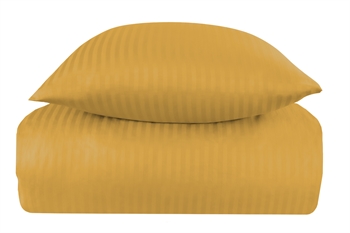 Sengetøj dobbeltdyne 200x220 cm - Karrygult - Stribet sengetøj i 100% Bomuldssatin - Borg Living sengelinned