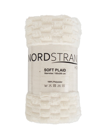 Fleece tæppe - vaffelstruktur - 150x200 cm - Blødt  hvidt sofatæppe med  - Nordstrand Home