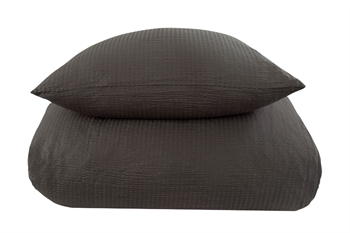 Billede af Gråt sengetøj 140x200 cm - Bæk og bølge sengetøj i mørkgrå - 100% Bomuld - By Night sengelinned i krepp