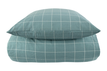 Bæk og bølge sengetøj - 140x220 cm - Ternet sengetøj - Dusty Green Check - Borg Living sengesæt