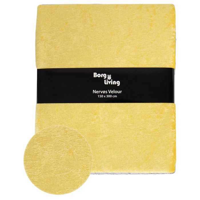 Gul velour dug - 9 meter dug - Nervøs velour - Blødt velour stof til borddug - Pakker med 3 meter