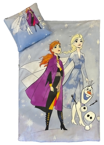 Frost sengetøj - 140x200 cm - Olaf, Anna og Elsa - 100% bomulds sengesæt - Frozen