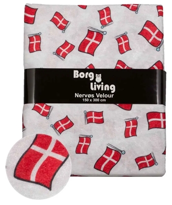 Fødselsdagsdug - Velour dug med flag - Nervøs velourdug - Pakke med 3 meter