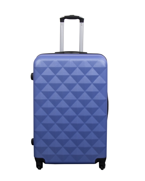 Stor kuffert - Diamant blå - Hardcase kuffert - Billig smart rejsekuffert