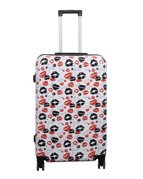 Billede af Stor kuffert - Hardcase kuffert med motiv - Kiss & Love - Eksklusiv letvægt kuffert