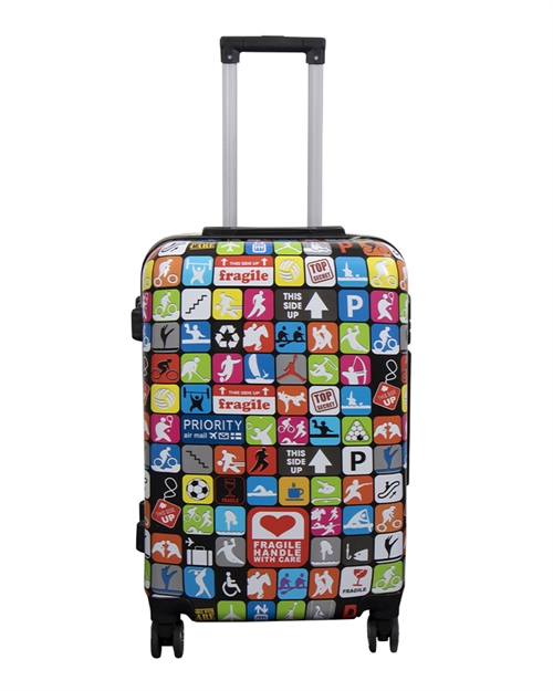 Kabine kuffert - Hardcase letvægt kuffert - Trolley med motiv - Piktogrammer
