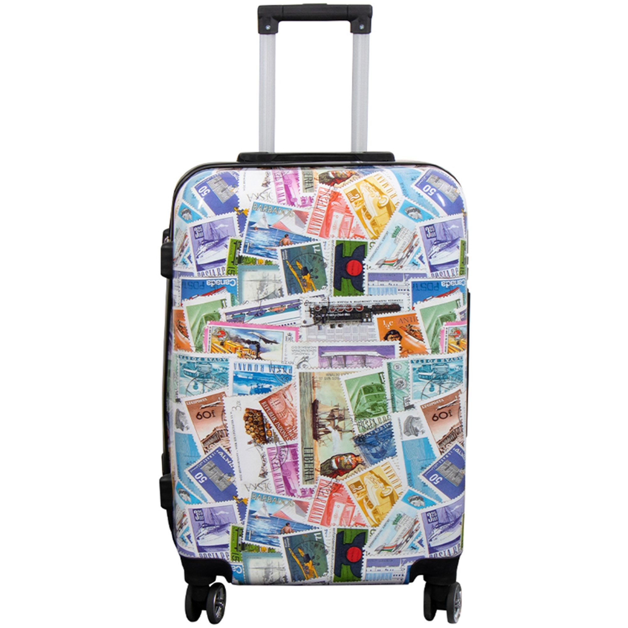 Stor kuffert - Hardcase kuffert med motiv - Frimærker - Eksklusiv letvægt kuffert