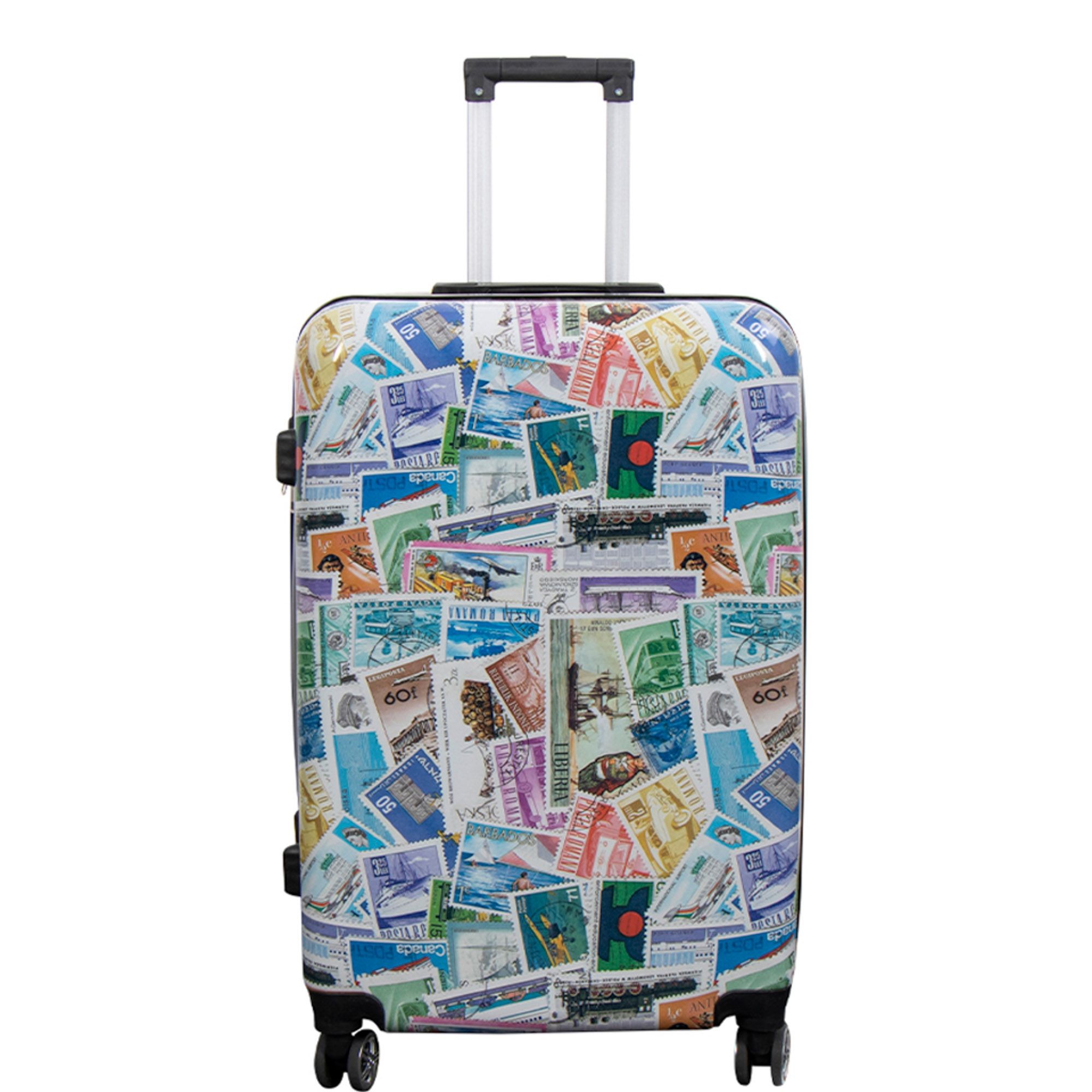 Kuffert - Hardcase kuffert - Str. Medium - Kuffert med motiv - Frimærker - Eksklusiv letvægt rejsekuffert
