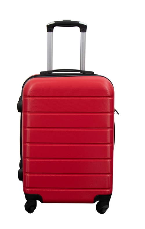 Kabinekuffert - Hardcase letvægt kuffert - Str. lille - Rød Strib