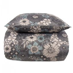 Sengetøj - Sort blomstret sengetøj - Borg Living sengelinned i polycotton 