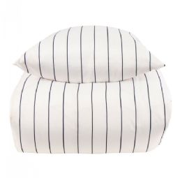 Sengetøj - Hvidt stribet sengesæt - Borg Living sengelinned i polycotton 