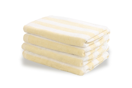 Billede af Stribet håndklæde - 50x100 cm - 100% Bomuld - Gult og hvidt - Håndklæde med striber - Nordstrand Home