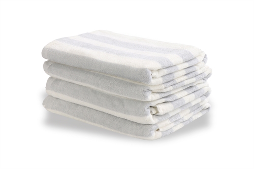 Billede af Stribet håndklæde - 50x100 cm - 100% Bomuld - Gråt og hvidt - Håndklæde med striber - Nordstrand Home