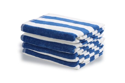 Billede af Stribet håndklæde - 50x100 cm - 100% Bomuld - Blåt og hvidt - Håndklæde med striber - Nordstrand Home