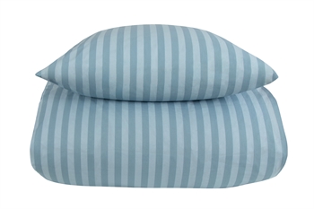 Billede af King size sengetøj 240x220 cm - Stripes blue - Stribet dobbelt dynebetræk - 100% Bomuld - Borg Living