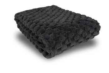 Plaid i fake fur - 135x190 cm - Gråt tæppe med vaffelstruktur - Ekstra tykt og blødt - Nordstrand Home