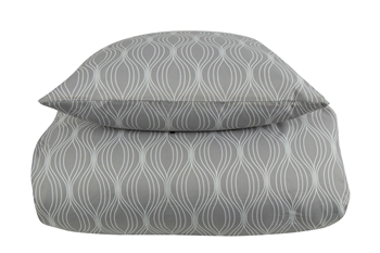 Se Sengetøj 200x220 cm - Wave grey - Mønstret sengesæt - Microfiber - In Style dobbelt dynebetræk hos Dynezonen.dk