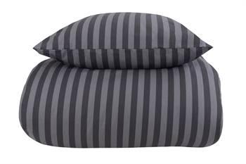 Stribet sengetøj - 140x220 cm - Stripes grey - Gråt sengetøj - 100% Bomuld - Borg Living sengesæt
