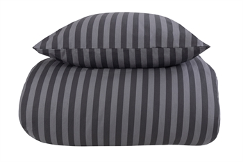 Billede af Stribet sengetøj - 140x220 cm - Stripes grey - Gråt sengetøj - 100% Bomuld - Borg Living sengesæt