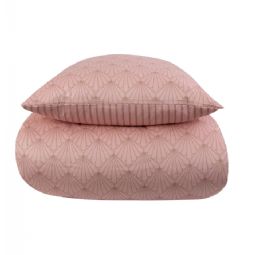 Sengetøj - Vendbart design i 100% Bomuldssatin - Fan peach - Sengesæt fra By Night
