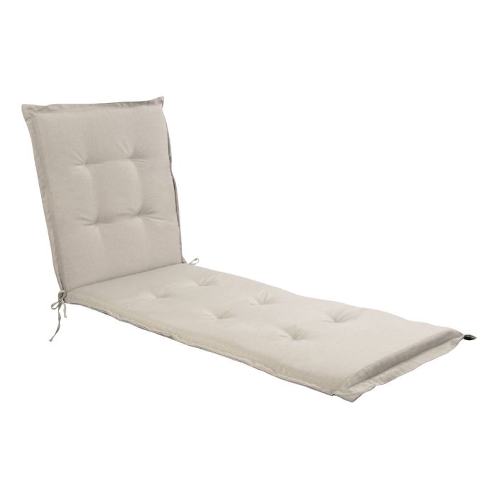 Luksus PLUS hynde til solvogn - Tyk skumkerne 7 cm - Beige hynde til liggestol - Ekstra høj komfort & UV-resistent betræk - Nordstrand Home hynde til solseng 