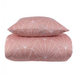 Sengetøj - Vendbart design i 100% Bomuldssatin - Hexagon peach - Sengesæt fra By Night