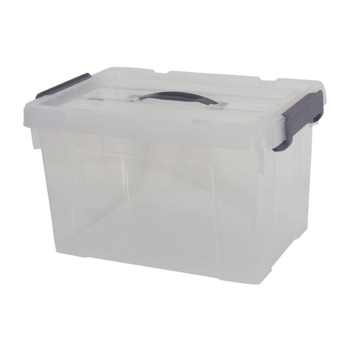 Opbevaringskasse - 20 Liter - Praktisk opbevaringsboks med tætsluttende låg - Transparent plastikkasse