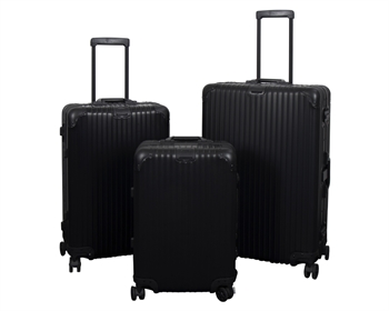 Aluminiums kufferter - 3 stk. sæt - Luksuriøse rejsekufferter - Sort med TSA lås