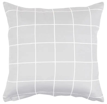 Pudebetræk 60x63 cm - Check Grey - Grå - 100% Bomuldssatin