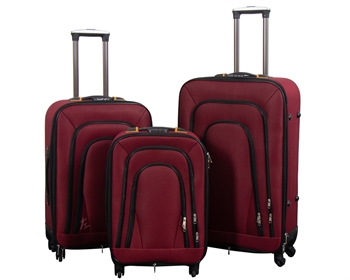 Billede af Kuffertsæt - 3 Stk. - Softcase kufferter - Kraftigt nylon - Praktiske rejsekufferter - Bordeaux