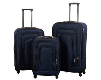 Kuffertsæt - 3 Stk. - Softcase kufferter - Kraftigt nylon - Praktiske rejsekufferter - Blå